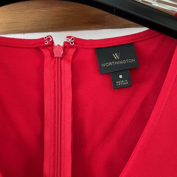 NWT Worthington Stretch Draped Wrap Bodycon Red Dress Size 6 - Picture 4 of 7